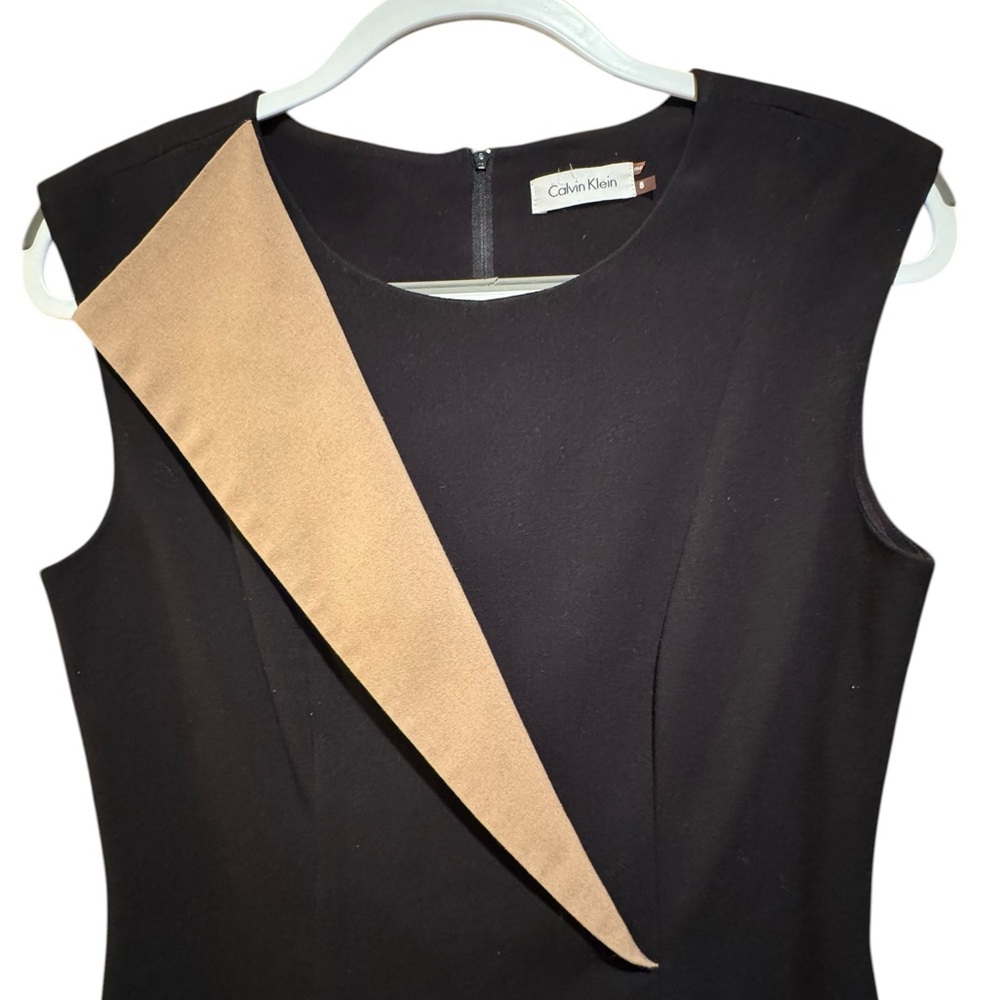 Calvin Klein Black Midi Dress with Beige Accent - Picture 3 of 9